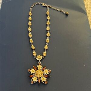 Gold and Brown Floral Pendant Necklace